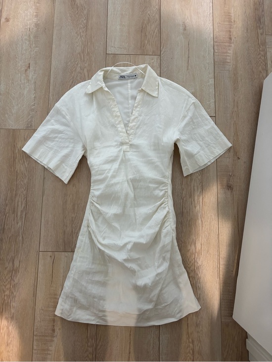 Zara Dresses & Skirts - Zara linen blend ecru Off-White Mini Dress